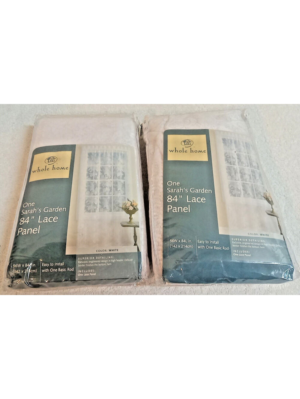 Set Of 2 Whole Home Sarah's Garden 56"W × 84"L White Lace Panels Sheer Romantic